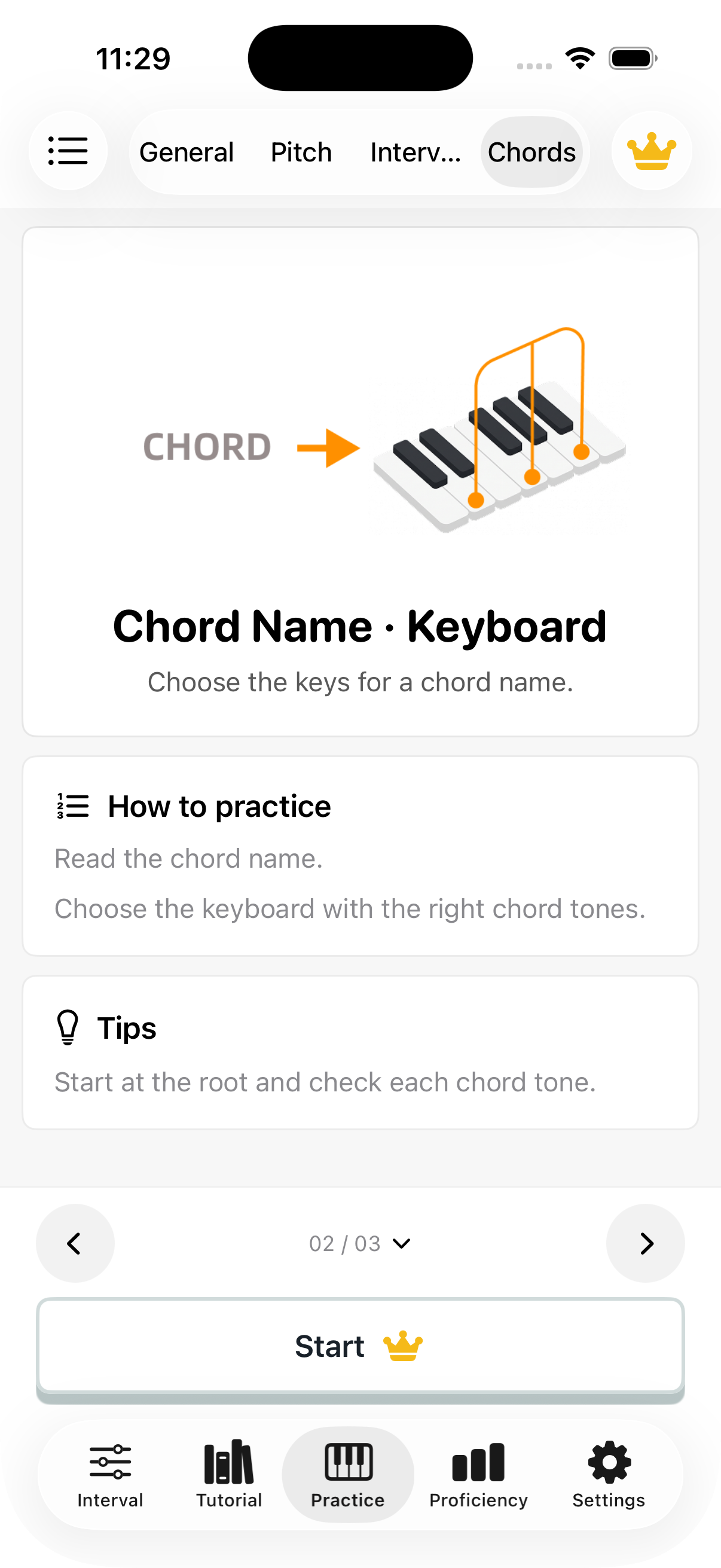 Chord name to keyboard: introduction
