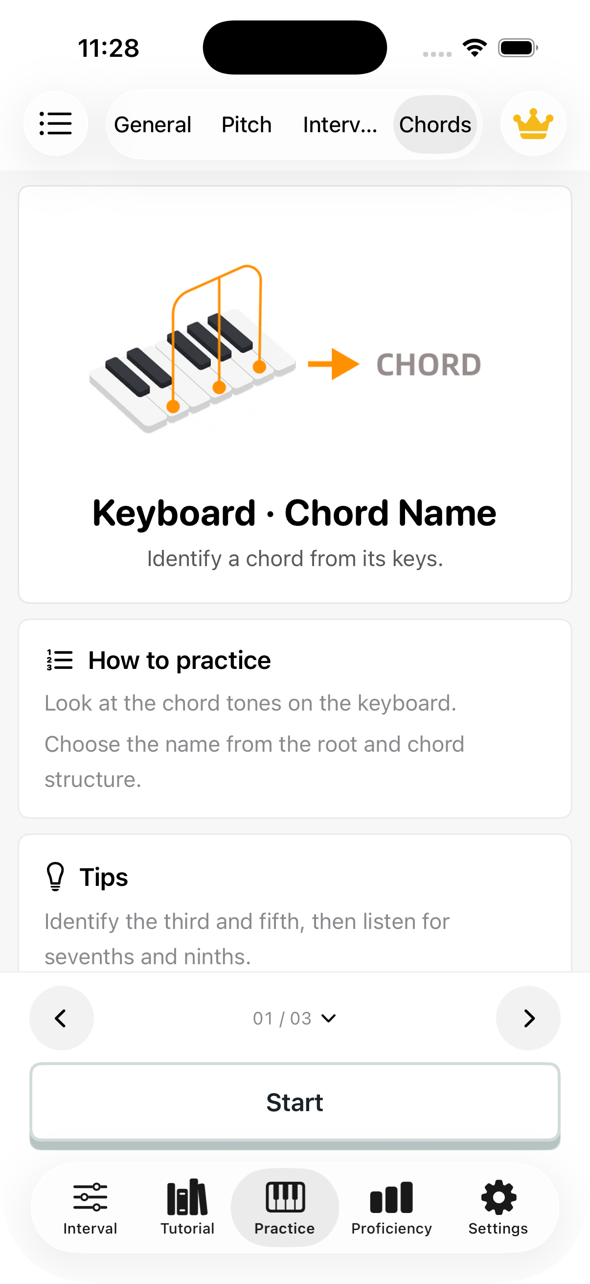 Keyboard to chord name: introduction