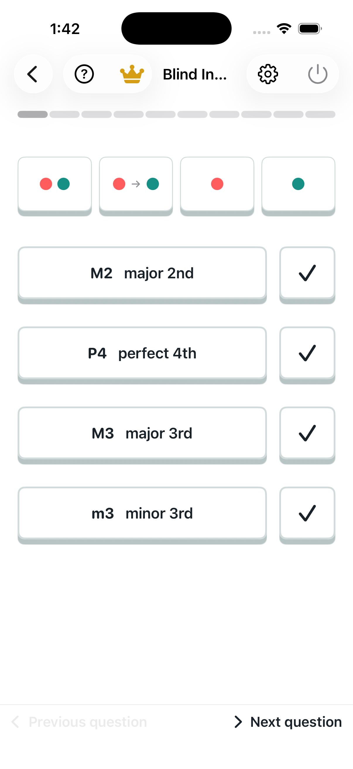 Hear interval to name: question screen