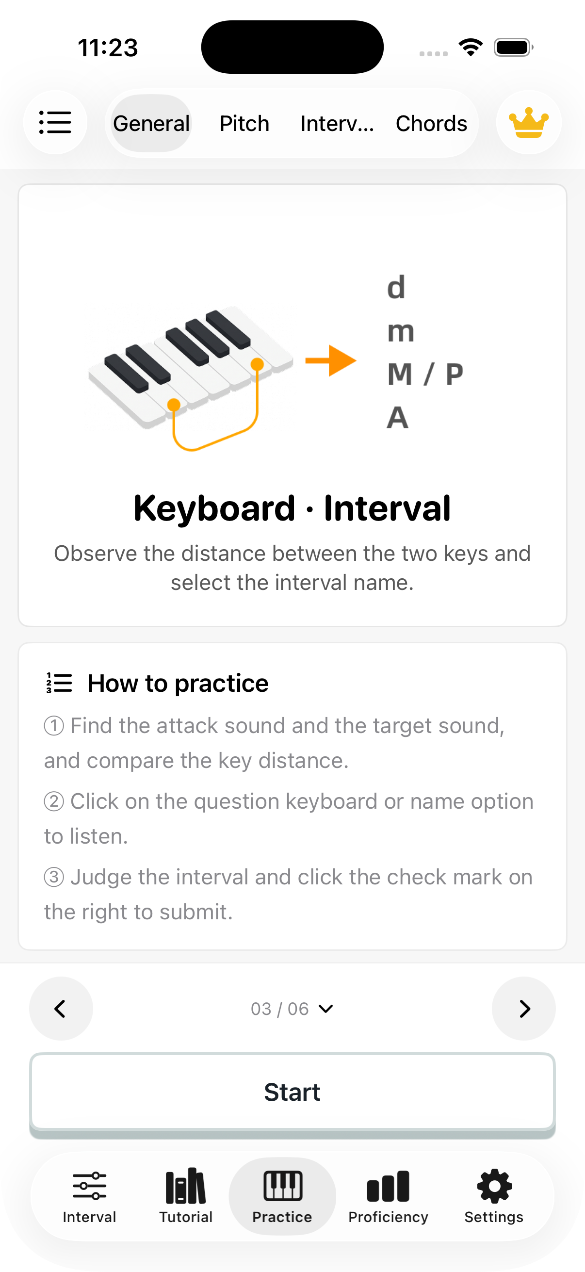 Keyboard to interval: introduction