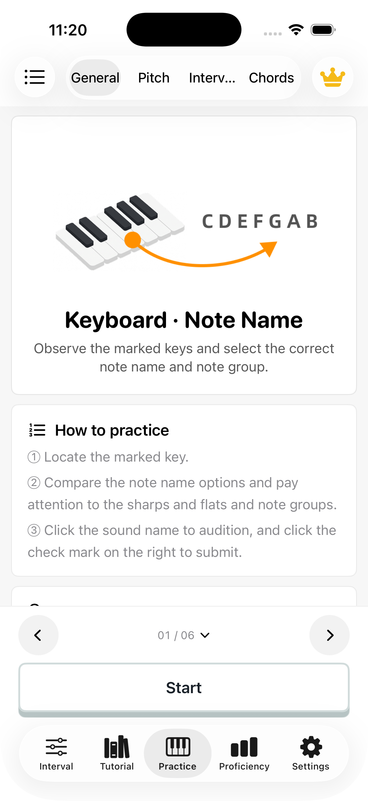 Keyboard to note name: introduction