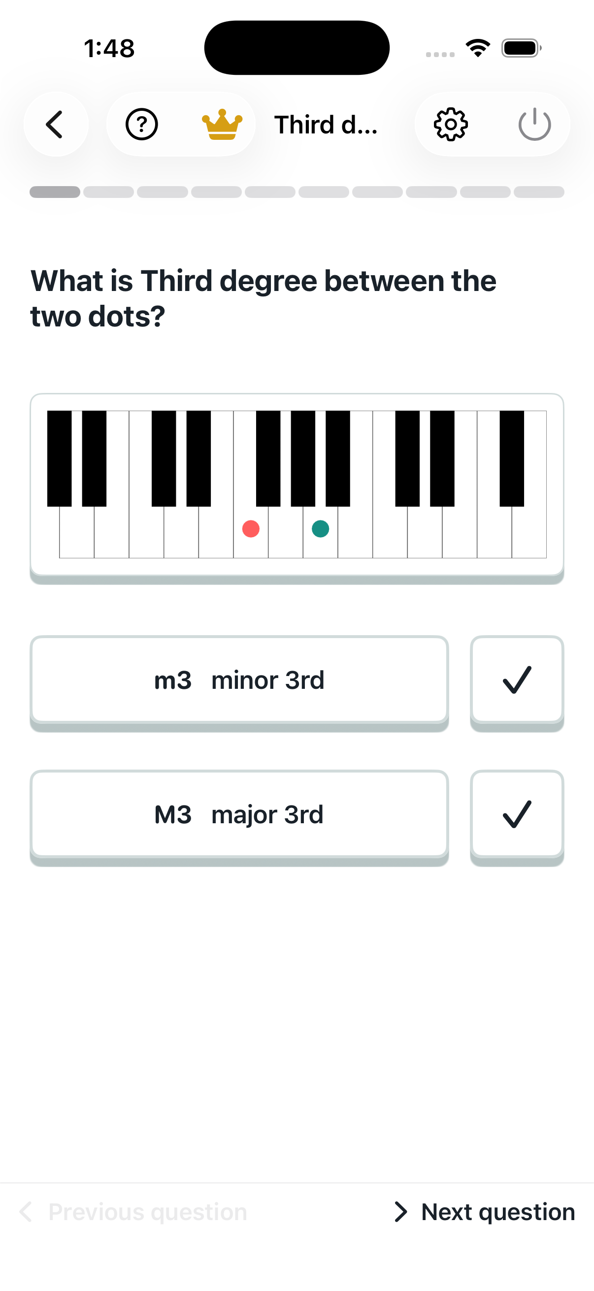 Keyboard to interval focus: question screen